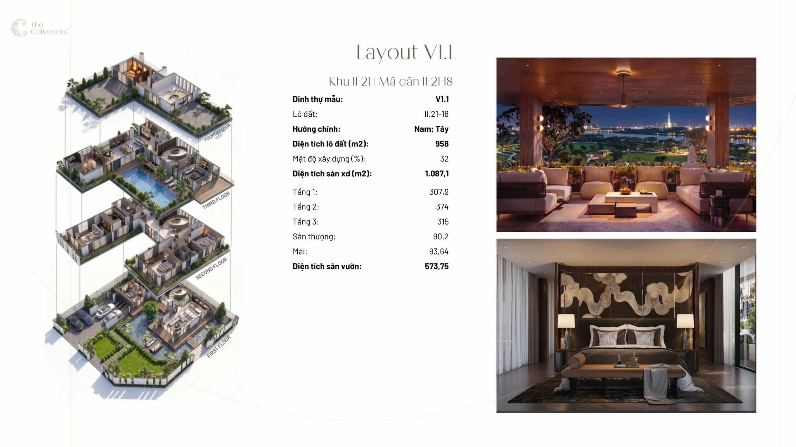V1.1 – cùng quy mô 958 m² nhưng chuyển sang II.21-18