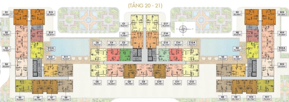 Mặt bằng Sài Gòn Mia tầng 20-21
