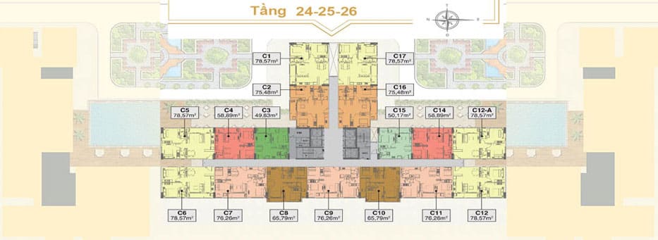 Mặt bằng Sài Gòn Mia tầng 24-25-26